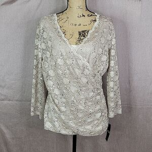 MSK‎ Crochet Sequined Blouse XXL